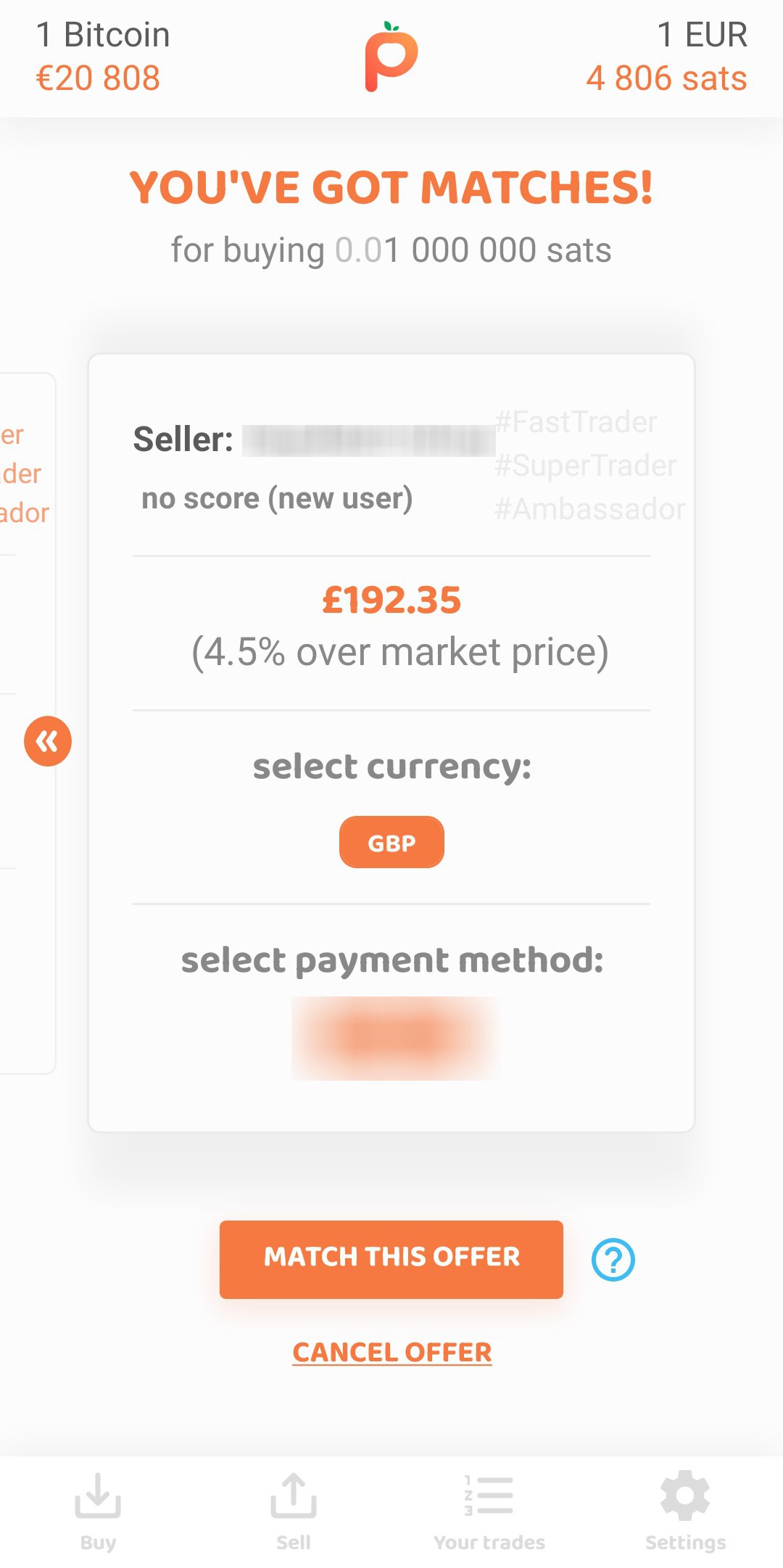 P2P bitcoin trading with peach GBP